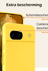 Nomfy Hoesje Geschikt voor Google Pixel 8a Hoesje Siliconen Cover Case Met Screenprotector - Hoes Geschikt voor Google Pixel 8a Hoes Back Case - Geel