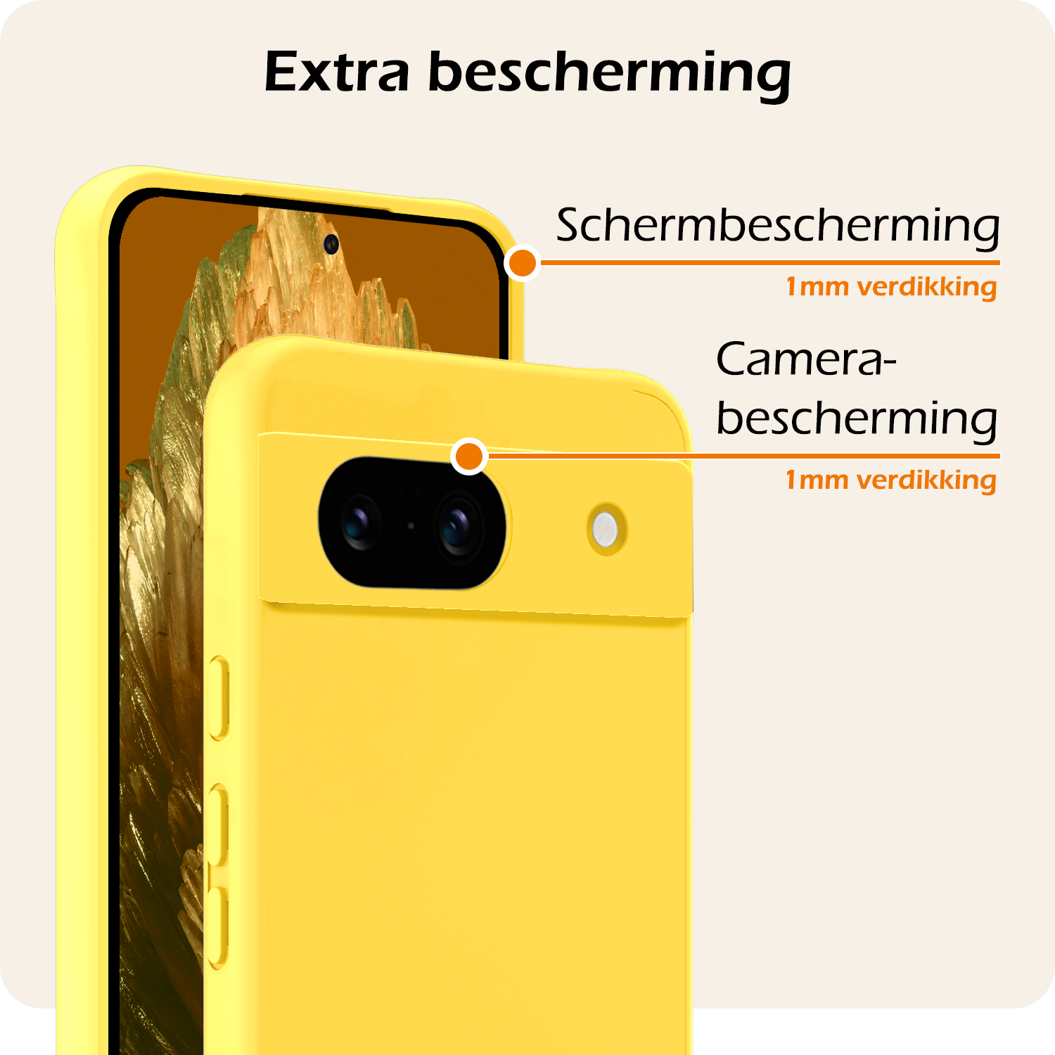 Nomfy Hoesje Geschikt voor Google Pixel 8a Hoesje Siliconen Cover Case Met Screenprotector - Hoes Geschikt voor Google Pixel 8a Hoes Back Case - Geel