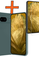 Nomfy Hoesje Geschikt voor Google Pixel 8a Hoesje Siliconen Cover Case Met Screenprotector - Hoes Geschikt voor Google Pixel 8a Hoes Back Case - Donkergroen