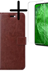 BASEY. Hoes Geschikt voor Google Pixel 8a Hoesje Bookcase Hoes Flip Case Book Cover Met Screenprotector - Hoesje Geschikt voor Google Pixel 8a Hoes Book Case Hoesje - Bruin