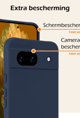 Nomfy Hoesje Geschikt voor Google Pixel 8a Hoesje Siliconen Cover Case Met Screenprotector - Hoes Geschikt voor Google Pixel 8a Hoes Back Case - Donkerblauw
