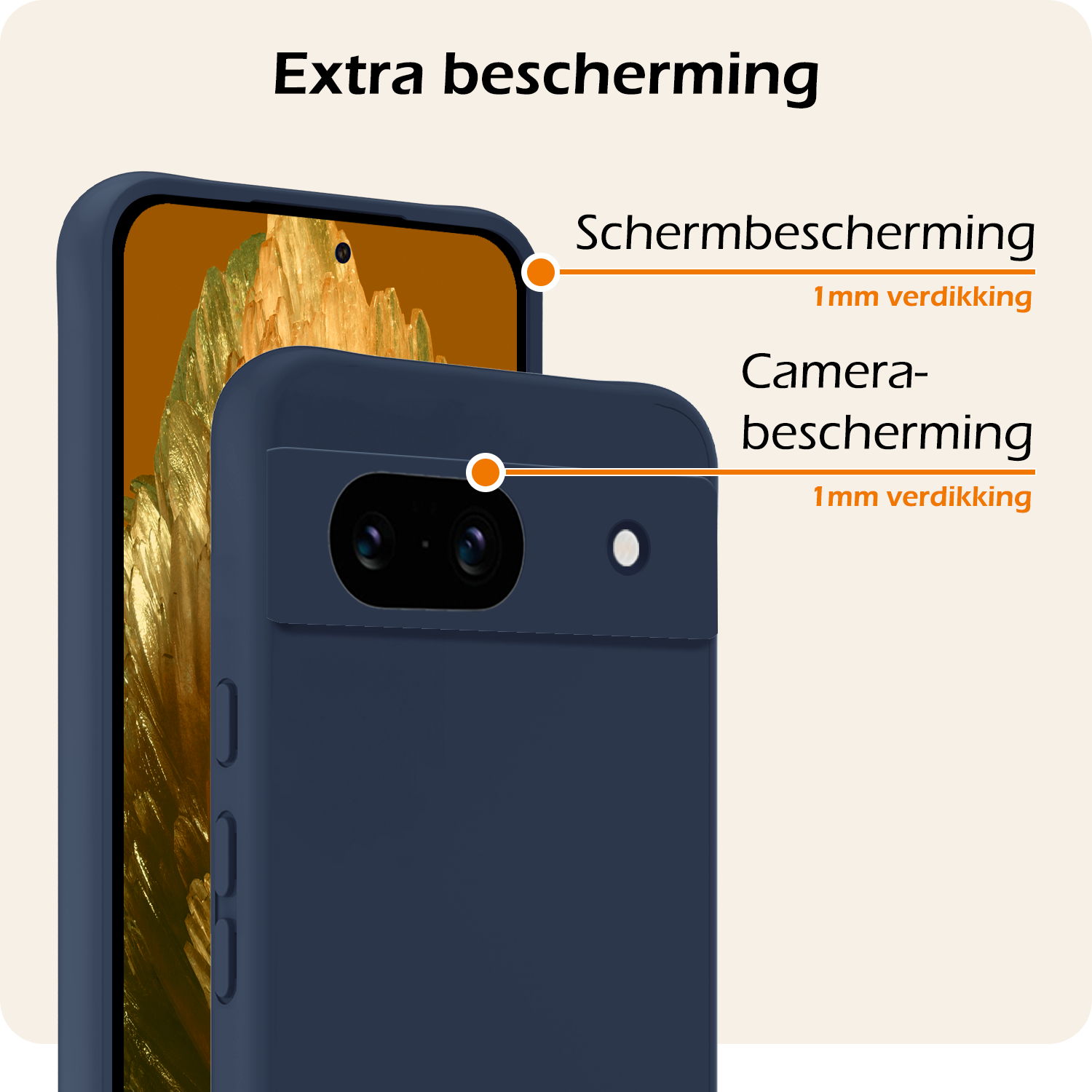 Nomfy Hoesje Geschikt voor Google Pixel 8a Hoesje Siliconen Cover Case Met Screenprotector - Hoes Geschikt voor Google Pixel 8a Hoes Back Case - Donkerblauw