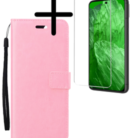 BASEY. BASEY. Google Pixel 8a Hoesje Bookcase Met Screenprotector - Lichtroze