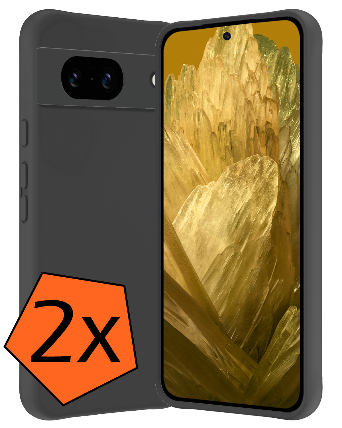 Nomfy Hoesje Geschikt voor Google Pixel 8a Hoesje Siliconen Cover Case - Hoes Geschikt voor Google Pixel 8a Hoes Back Case - 2-PACK - Zwart