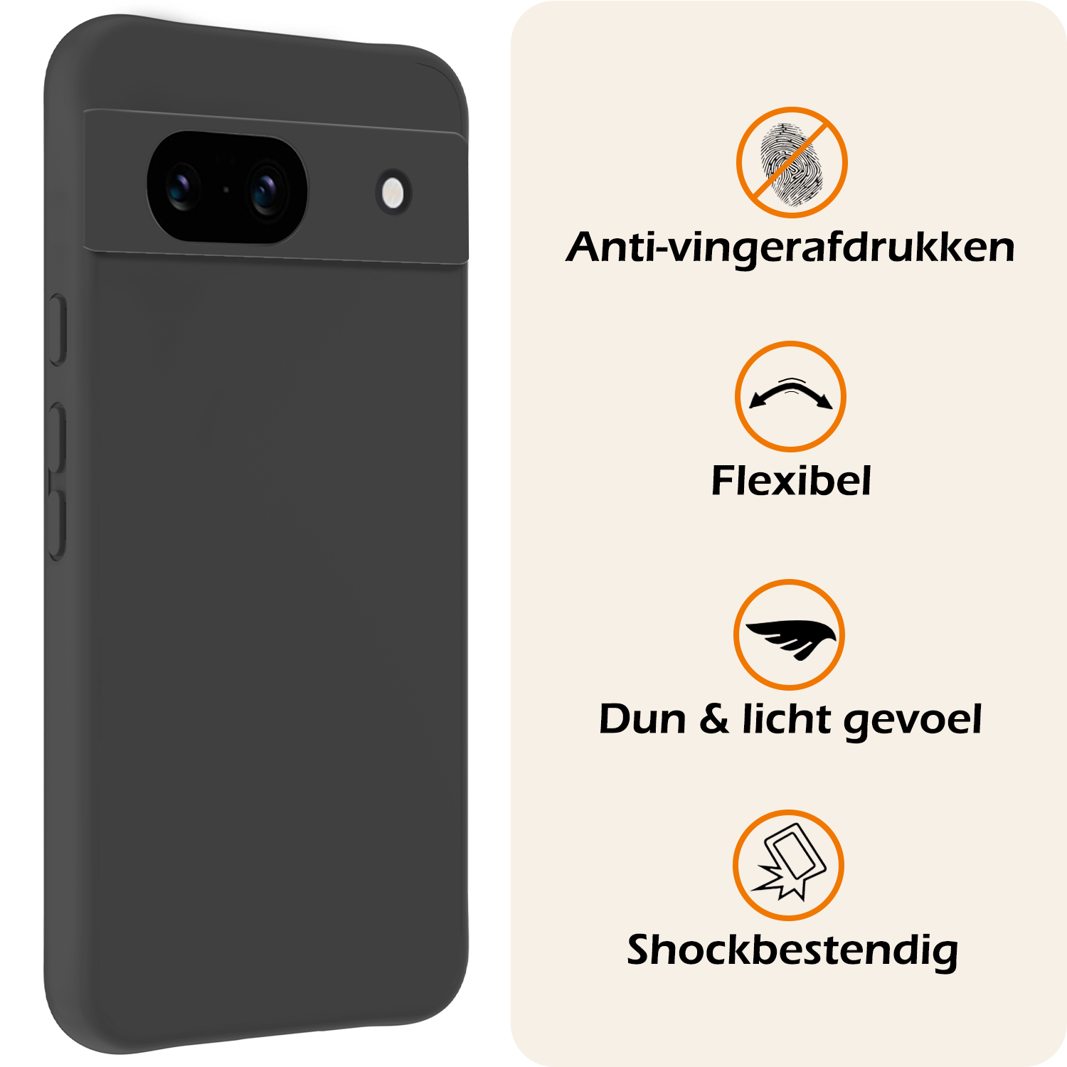 Nomfy Hoesje Geschikt voor Google Pixel 8a Hoesje Siliconen Cover Case - Hoes Geschikt voor Google Pixel 8a Hoes Back Case - 2-PACK - Zwart