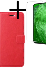 BASEY. Hoes Geschikt voor Google Pixel 8a Hoesje Bookcase Hoes Flip Case Book Cover Met Screenprotector - Hoesje Geschikt voor Google Pixel 8a Hoes Book Case Hoesje - Rood
