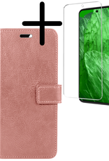 BASEY. Hoes Geschikt voor Google Pixel 8a Hoesje Bookcase Hoes Flip Case Book Cover Met Screenprotector - Hoesje Geschikt voor Google Pixel 8a Hoes Book Case Hoesje - Rosé goud