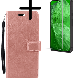 BASEY. BASEY. Google Pixel 8a Hoesje Bookcase Met Screenprotector - Rose Goud