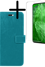 BASEY. Hoes Geschikt voor Google Pixel 8a Hoesje Bookcase Hoes Flip Case Book Cover Met Screenprotector - Hoesje Geschikt voor Google Pixel 8a Hoes Book Case Hoesje - Turquoise