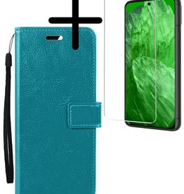 BASEY. BASEY. Google Pixel 8a Hoesje Bookcase Met Screenprotector - Turquoise