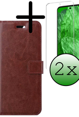 BASEY. Hoes Geschikt voor Google Pixel 8a Hoesje Bookcase Hoes Flip Case Book Cover Met 2x Screenprotector - Hoesje Geschikt voor Google Pixel 8a Hoes Book Case Hoesje - Bruin