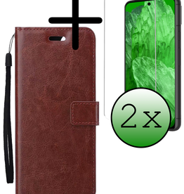 BASEY. BASEY. Google Pixel 8a Hoesje Bookcase Met 2x Screenprotector - Bruin