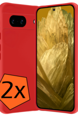 Nomfy Hoesje Geschikt voor Google Pixel 8a Hoesje Siliconen Cover Case - Hoes Geschikt voor Google Pixel 8a Hoes Back Case - 2-PACK - Rood