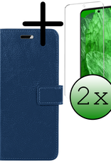 BASEY. Hoes Geschikt voor Google Pixel 8a Hoesje Bookcase Hoes Flip Case Book Cover Met 2x Screenprotector - Hoesje Geschikt voor Google Pixel 8a Hoes Book Case Hoesje - Donkerblauw