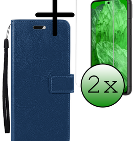 BASEY. BASEY. Google Pixel 8a Hoesje Bookcase Met 2x Screenprotector - Donkerblauw