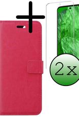 BASEY. Hoes Geschikt voor Google Pixel 8a Hoesje Bookcase Hoes Flip Case Book Cover Met 2x Screenprotector - Hoesje Geschikt voor Google Pixel 8a Hoes Book Case Hoesje - Donkerroze