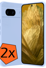 Nomfy Hoesje Geschikt voor Google Pixel 8a Hoesje Siliconen Cover Case - Hoes Geschikt voor Google Pixel 8a Hoes Back Case - 2-PACK - Lichtblauw