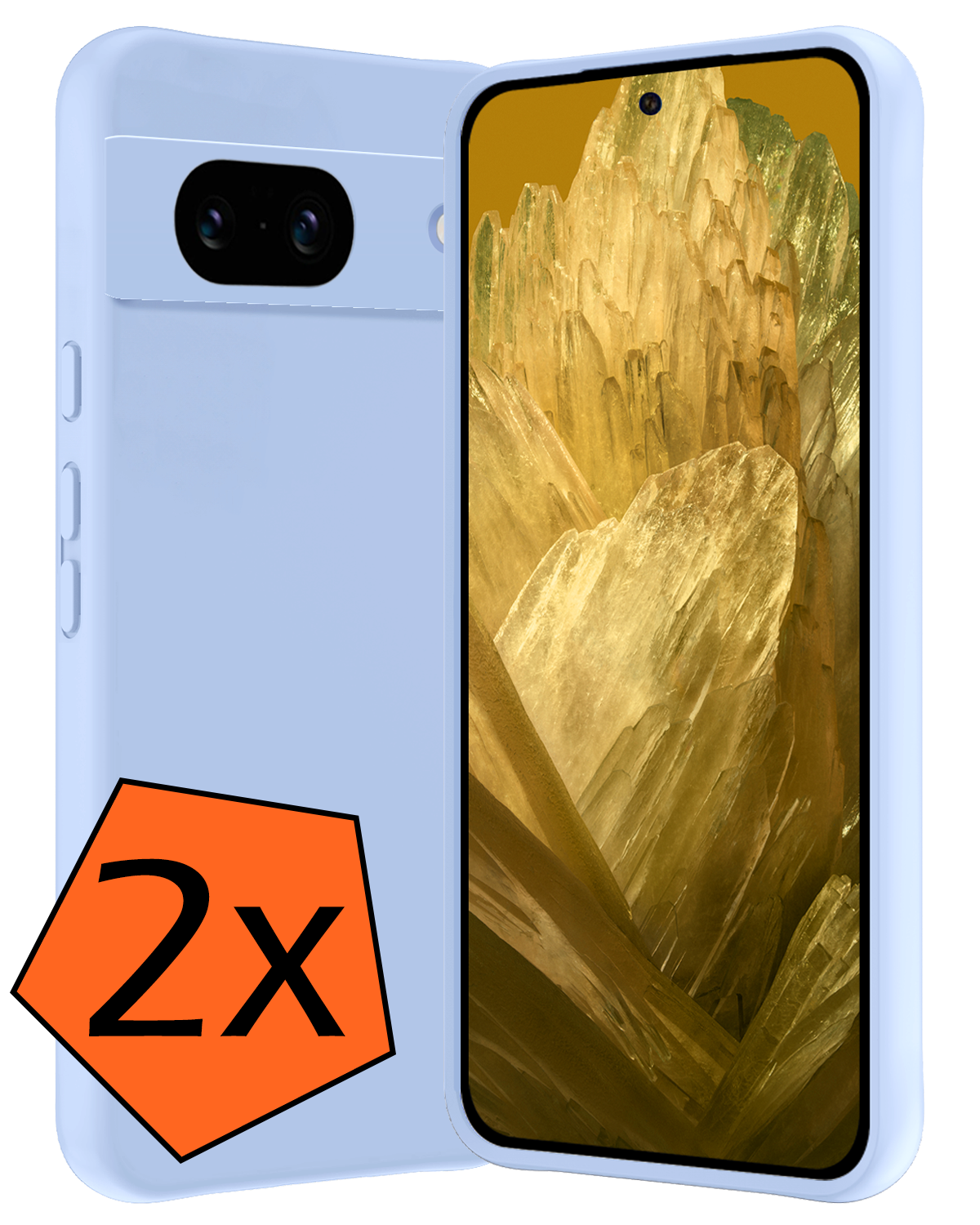 Nomfy Hoesje Geschikt voor Google Pixel 8a Hoesje Siliconen Cover Case - Hoes Geschikt voor Google Pixel 8a Hoes Back Case - 2-PACK - Lichtblauw