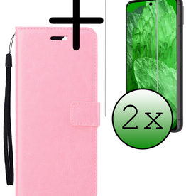 BASEY. BASEY. Google Pixel 8a Hoesje Bookcase Met 2x Screenprotector - Lichtroze