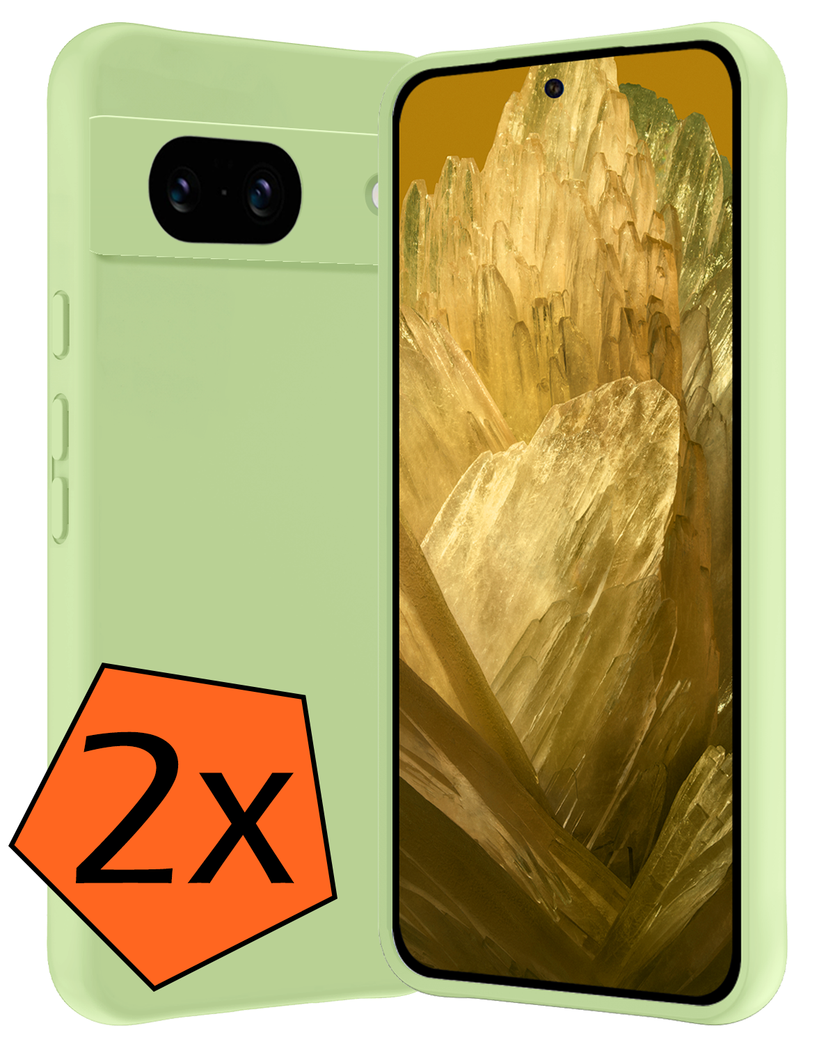 Nomfy Hoesje Geschikt voor Google Pixel 8a Hoesje Siliconen Cover Case - Hoes Geschikt voor Google Pixel 8a Hoes Back Case - 2-PACK - Groen