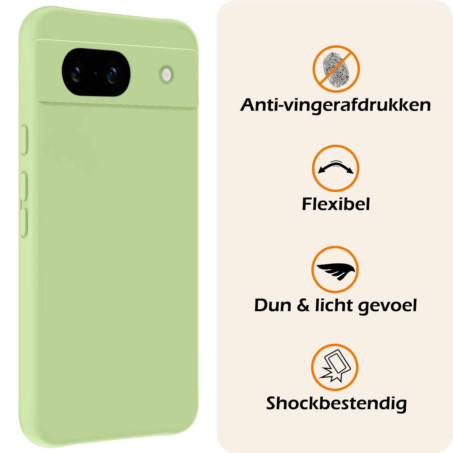 Nomfy Hoesje Geschikt voor Google Pixel 8a Hoesje Siliconen Cover Case - Hoes Geschikt voor Google Pixel 8a Hoes Back Case - 2-PACK - Groen