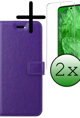 BASEY. Hoes Geschikt voor Google Pixel 8a Hoesje Bookcase Hoes Flip Case Book Cover Met 2x Screenprotector - Hoesje Geschikt voor Google Pixel 8a Hoes Book Case Hoesje - Paars