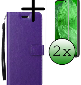 BASEY. BASEY. Google Pixel 8a Hoesje Bookcase Met 2x Screenprotector - Paars
