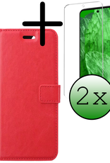 BASEY. Hoes Geschikt voor Google Pixel 8a Hoesje Bookcase Hoes Flip Case Book Cover Met 2x Screenprotector - Hoesje Geschikt voor Google Pixel 8a Hoes Book Case Hoesje - Rood