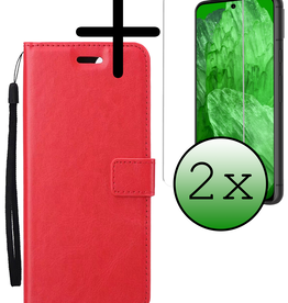 BASEY. BASEY. Google Pixel 8a Hoesje Bookcase Met 2x Screenprotector - Rood