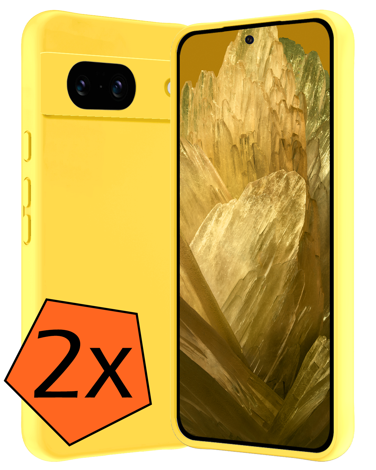 Nomfy Hoesje Geschikt voor Google Pixel 8a Hoesje Siliconen Cover Case - Hoes Geschikt voor Google Pixel 8a Hoes Back Case - 2-PACK - Geel