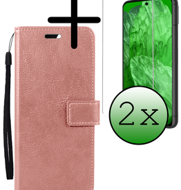 BASEY. BASEY. Google Pixel 8a Hoesje Bookcase Met 2x Screenprotector - Rose Goud