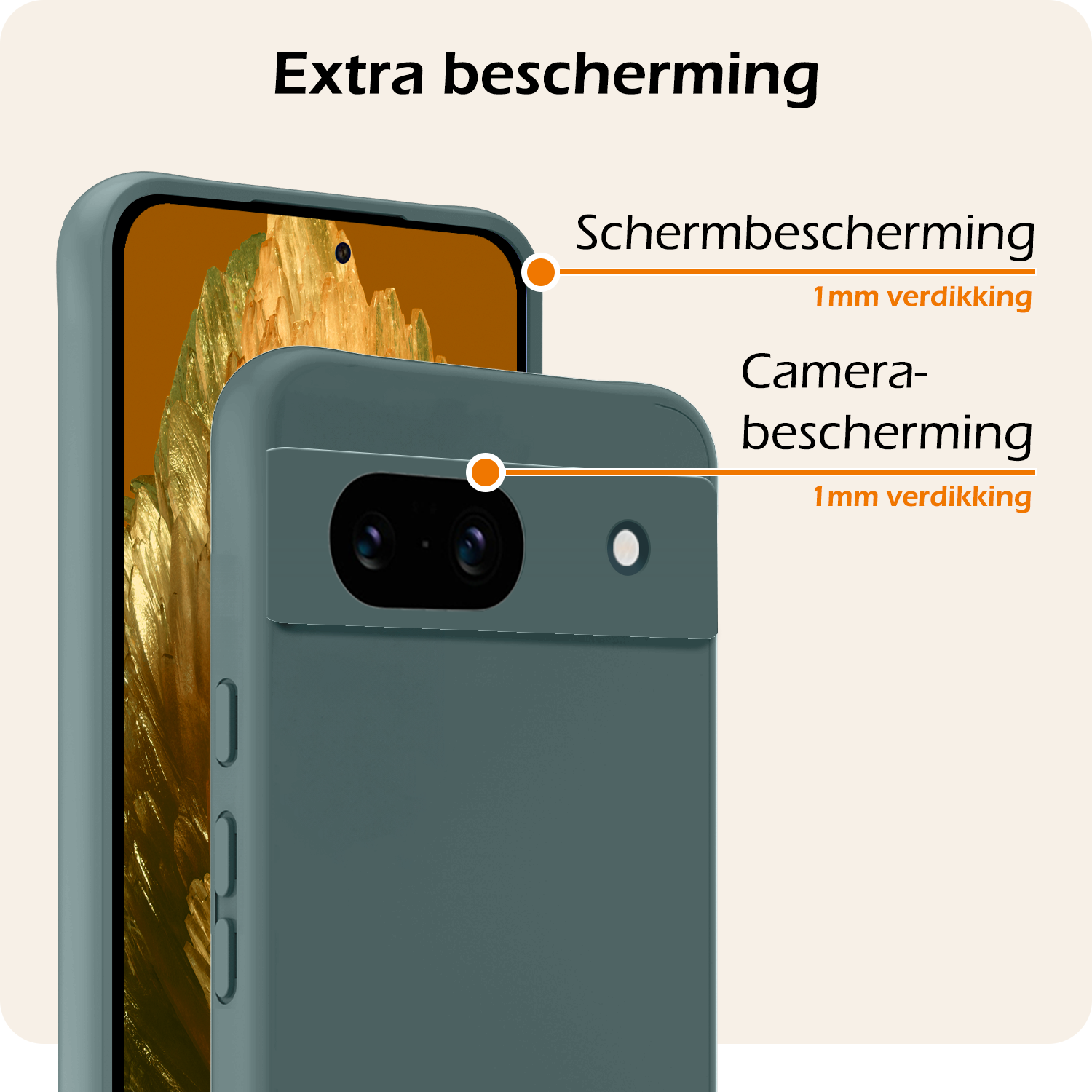 Nomfy Hoesje Geschikt voor Google Pixel 8a Hoesje Siliconen Cover Case - Hoes Geschikt voor Google Pixel 8a Hoes Back Case - 2-PACK - Donkergroen