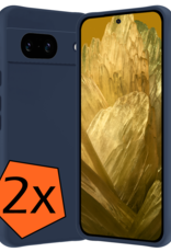 Nomfy Hoesje Geschikt voor Google Pixel 8a Hoesje Siliconen Cover Case - Hoes Geschikt voor Google Pixel 8a Hoes Back Case - 2-PACK - Donkerblauw