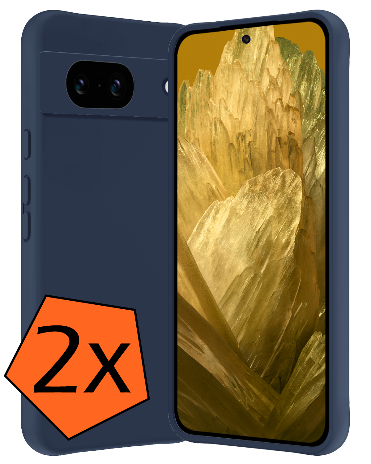 Nomfy Hoesje Geschikt voor Google Pixel 8a Hoesje Siliconen Cover Case - Hoes Geschikt voor Google Pixel 8a Hoes Back Case - 2-PACK - Donkerblauw