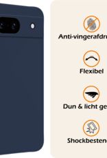 Nomfy Hoesje Geschikt voor Google Pixel 8a Hoesje Siliconen Cover Case - Hoes Geschikt voor Google Pixel 8a Hoes Back Case - 2-PACK - Donkerblauw