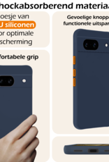 Nomfy Hoesje Geschikt voor Google Pixel 8a Hoesje Siliconen Cover Case - Hoes Geschikt voor Google Pixel 8a Hoes Back Case - 2-PACK - Donkerblauw