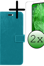BASEY. Hoes Geschikt voor Google Pixel 8a Hoesje Bookcase Hoes Flip Case Book Cover Met 2x Screenprotector - Hoesje Geschikt voor Google Pixel 8a Hoes Book Case Hoesje - Turquoise