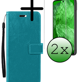 BASEY. BASEY. Google Pixel 8a Hoesje Bookcase Met 2x Screenprotector - Turquoise