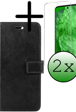 BASEY. Hoes Geschikt voor Google Pixel 8a Hoesje Bookcase Hoes Flip Case Book Cover Met 2x Screenprotector - Hoesje Geschikt voor Google Pixel 8a Hoes Book Case Hoesje - Zwart