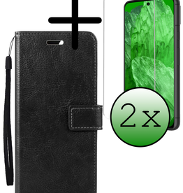 BASEY. BASEY. Google Pixel 8a Hoesje Bookcase Met 2x Screenprotector - Zwart