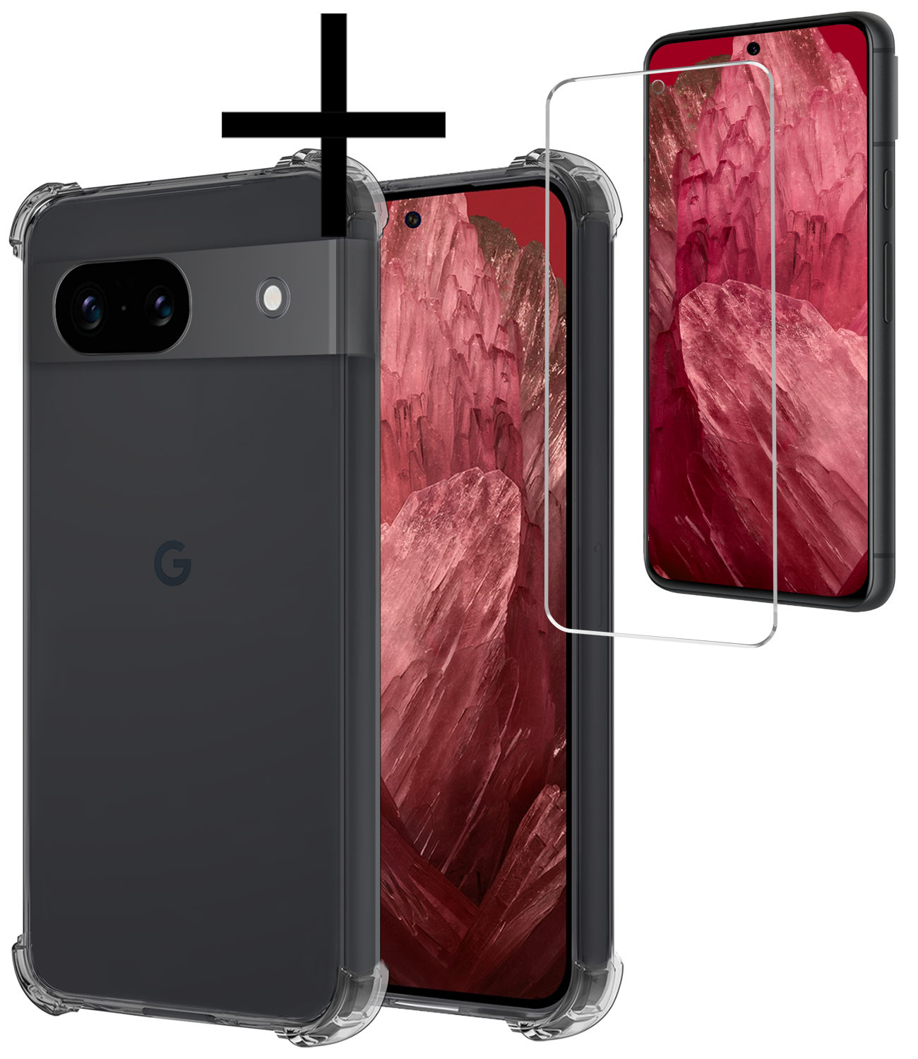 NoXx Hoes Geschikt voor Google Pixel 8a Hoesje Siliconen Cover Shock Proof Back Case Shockproof Hoes Met Screenprotector - Transparant