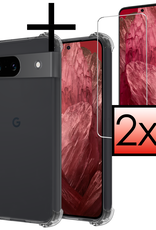 NoXx Hoes Geschikt voor Google Pixel 8a Hoesje Siliconen Cover Shock Proof Back Case Shockproof Hoes Met 2x Screenprotector - Transparant