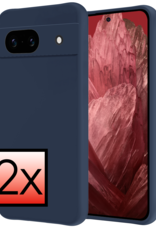 NoXx Hoes Geschikt voor Google Pixel 8a Hoesje Cover Siliconen Back Case Hoes - Donkerblauw - 2x
