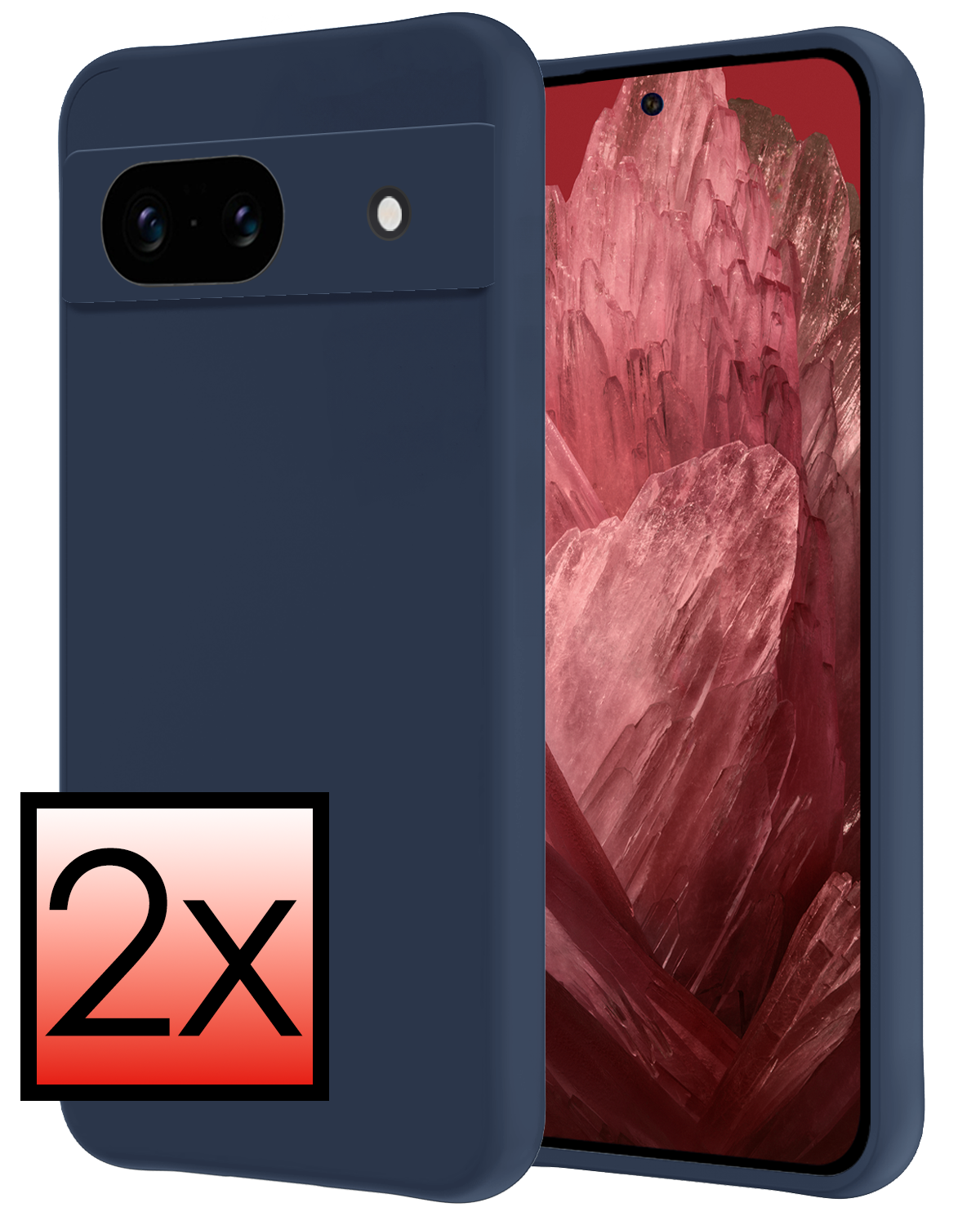 NoXx Hoes Geschikt voor Google Pixel 8a Hoesje Cover Siliconen Back Case Hoes - Donkerblauw - 2x