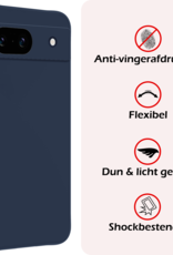 NoXx Hoes Geschikt voor Google Pixel 8a Hoesje Cover Siliconen Back Case Hoes - Donkerblauw - 2x