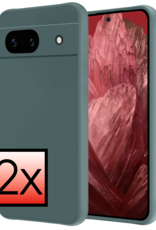 NoXx Hoes Geschikt voor Google Pixel 8a Hoesje Cover Siliconen Back Case Hoes - Donkergroen - 2x