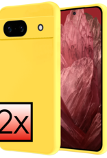 NoXx Hoes Geschikt voor Google Pixel 8a Hoesje Cover Siliconen Back Case Hoes - Geel - 2x
