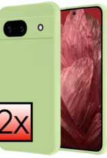 NoXx Hoes Geschikt voor Google Pixel 8a Hoesje Cover Siliconen Back Case Hoes - Groen - 2x