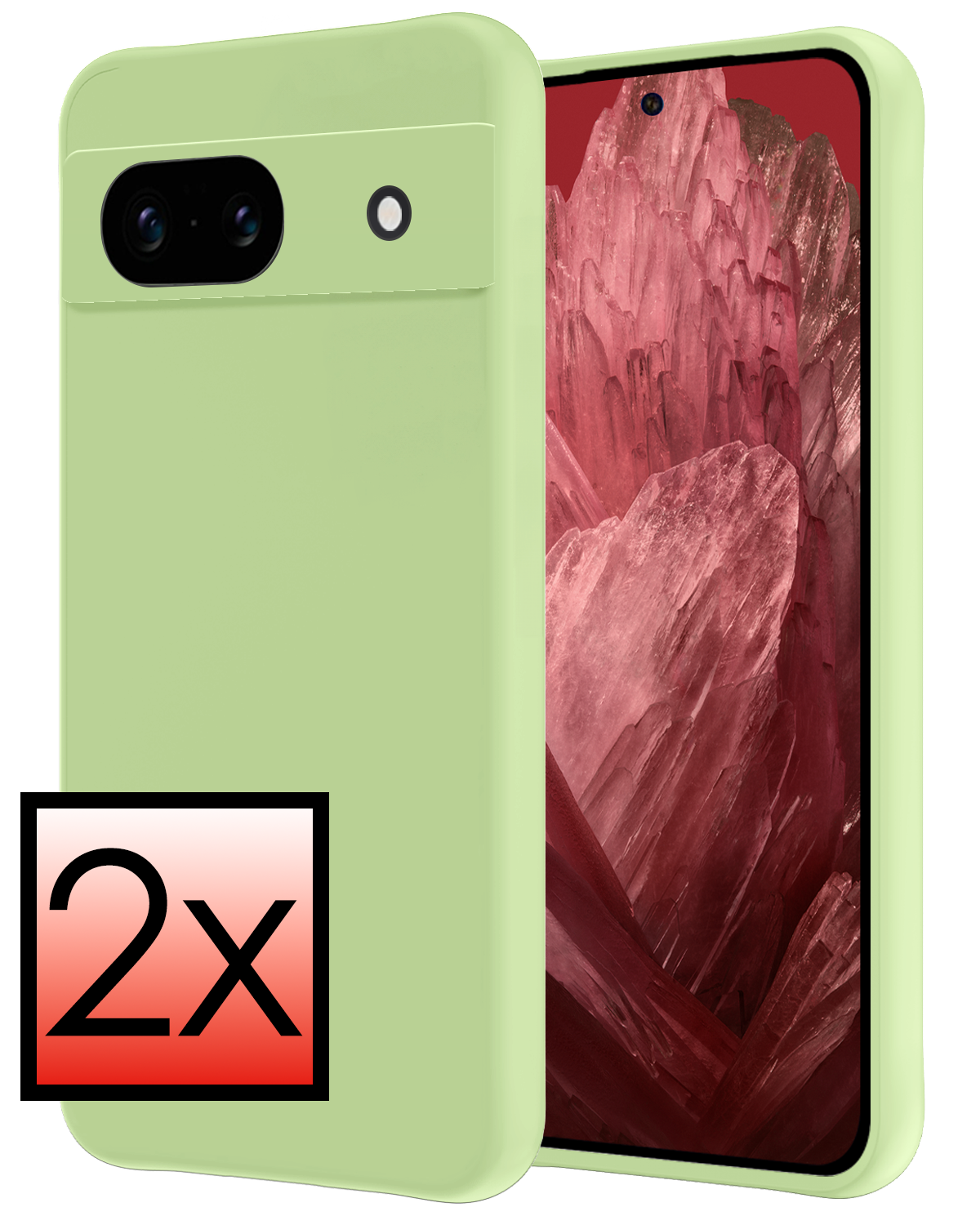 NoXx Hoes Geschikt voor Google Pixel 8a Hoesje Cover Siliconen Back Case Hoes - Groen - 2x