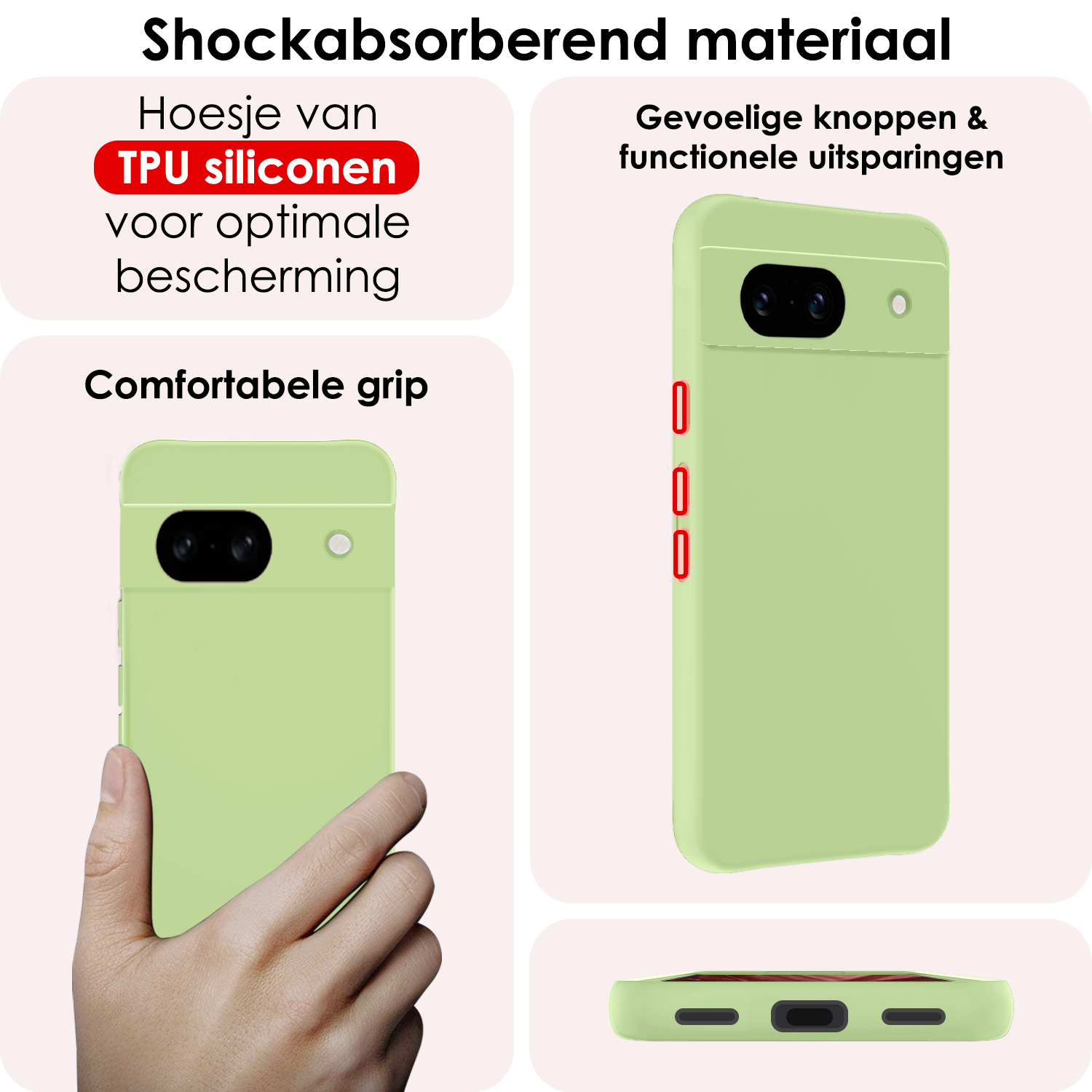 NoXx Hoes Geschikt voor Google Pixel 8a Hoesje Cover Siliconen Back Case Hoes - Groen - 2x